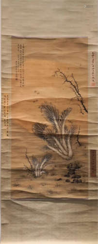 CHINESE SCROLL PAINTING OF CABBAGE