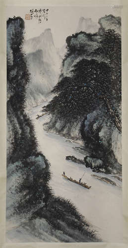 CHINESE SCROLL PAINTING OF MOUNTAIN VIEWS