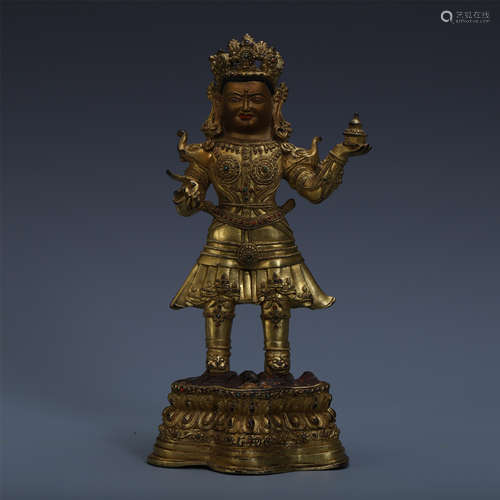 CHINESE GILT BRONZE STANDING BUDDHA