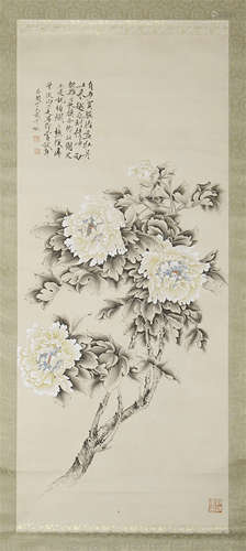 CHINESE SCROLL PAINTING OF FLOWER