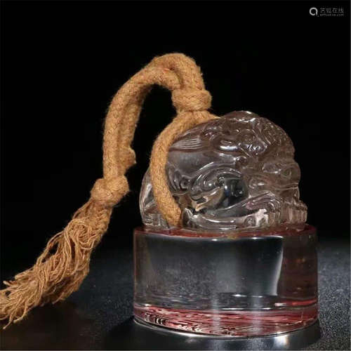 CHINESE ROCK CRYSTAL BEAST SEAL