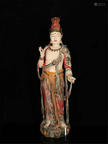 CHINESE SANDALWOOD STANDING GUANYIN