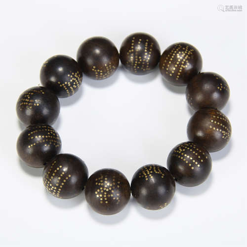 CHINESE AGALWOOD BEAD BUDDHIST BRACELET