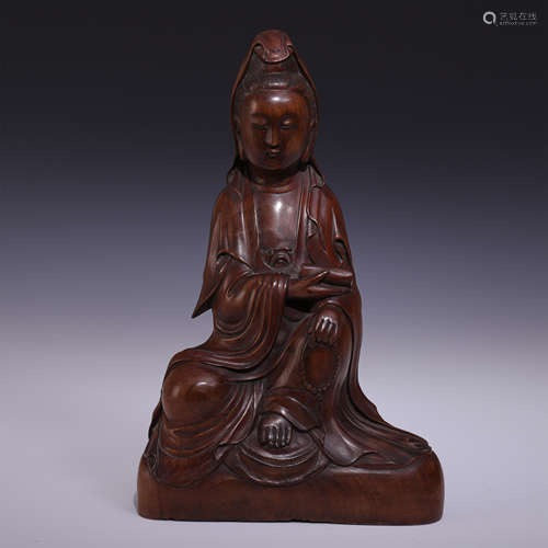 CHINESE ROSEWOOD SEATED GUANYIN