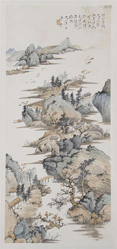 CHINESE SCROLL PAINTING OF MOUNTAIN VIEWS