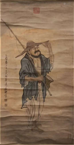 CHINESE SCROLL PAINTING OF FISHER