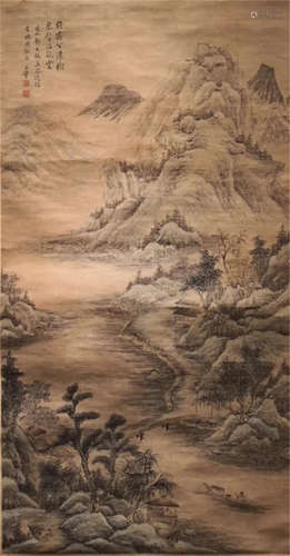 CHINESE SCROLL PAINTING OF MOUNTAIN VIEWS