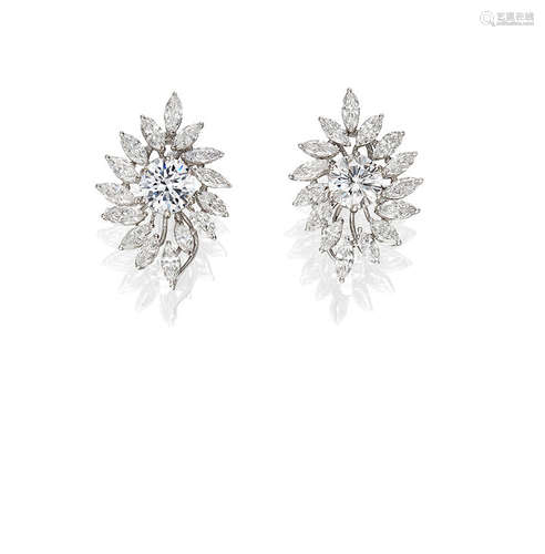 A Pair of Diamond Earclips