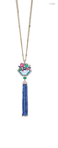 A Gem-set and Diamond Pendant Necklace, by Michele della Valle