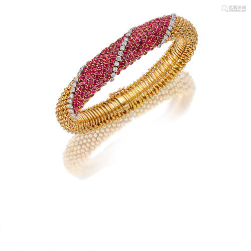 A Ruby and Diamond 'Couscous' Bracelet, by Van Cleef & Arpels, Circa 1960