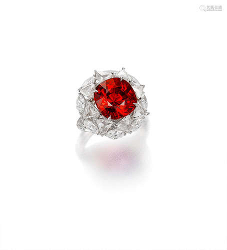 A Spinel and Diamond Ring