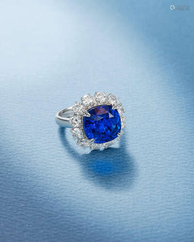 A Sapphire and Diamond Ring