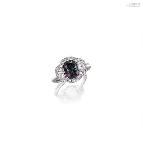 An Alexandrite and Diamond Ring