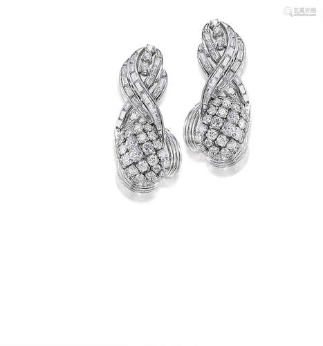 A Pair of Diamond Earclips