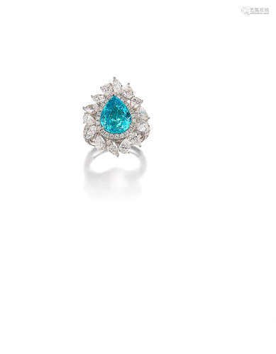 A Paraiba Tourmaline and Diamond Ring