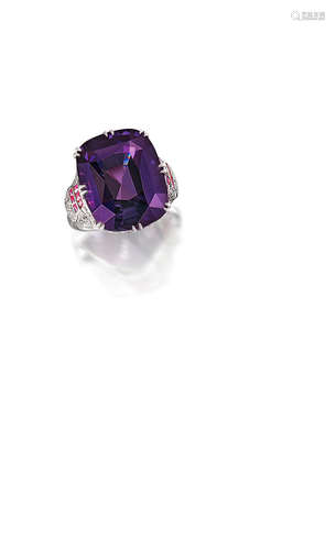 A Spinel, Ruby and Diamond Ring