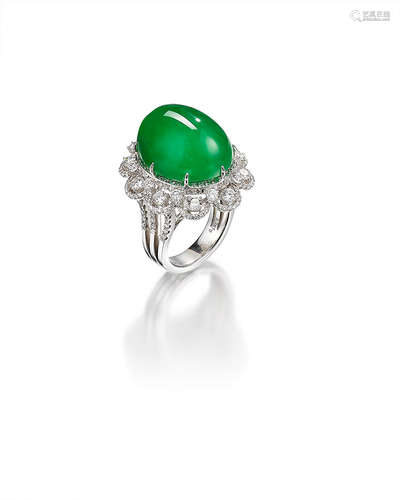 A Jadeite and Diamond Ring