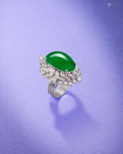 A Jadeite and Diamond Ring