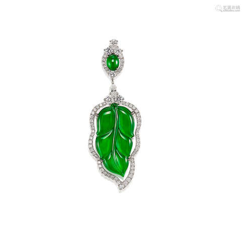 A Jadeite and Diamond Pendant