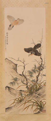 CHINESE SCROLL PAINTING OF BIRD AND FLOWER