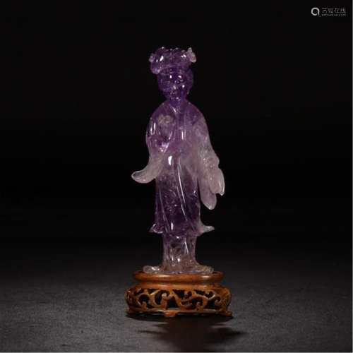 CHINESE PURPLE ROCK CRYSTAL STANDING BEAUTY