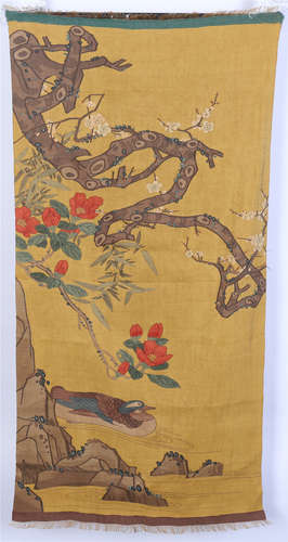 CHINESE EMBROIDERY KESI TAPESTRY OF DUCK UNDER TREE