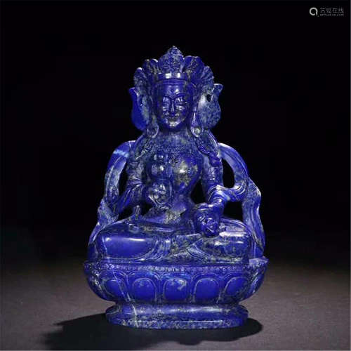 CHINESE LAPIS SEATED BUDDHA