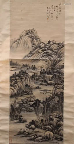 CHINESE SCROLL PAINTING OF MOUNTAIN VIEWS