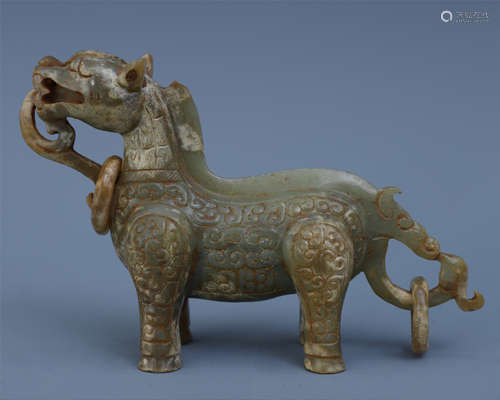 CHINESE CELADON JADE BEAST