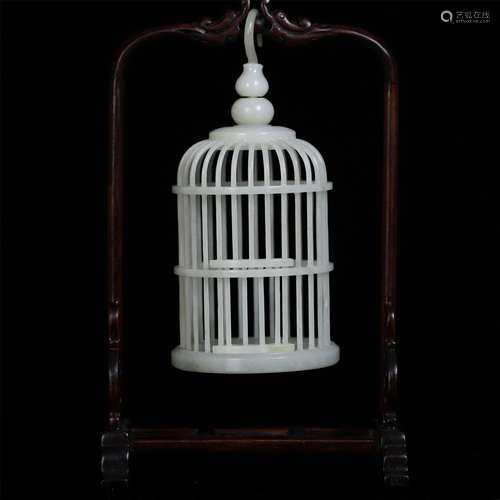 CHINESE WHITE JADE BIRD CAGE