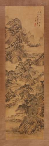 CHINESE SCROLL PAINTING OF MOUNTAIN VIEWS