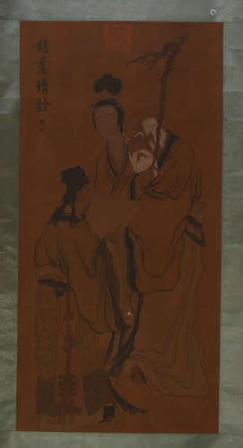 CHINESE SCROLL PAINTING OF THREE FIGURES