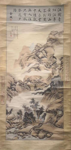 CHINESE SCROLL PAINTING OF MOUNTAIN VIEWS