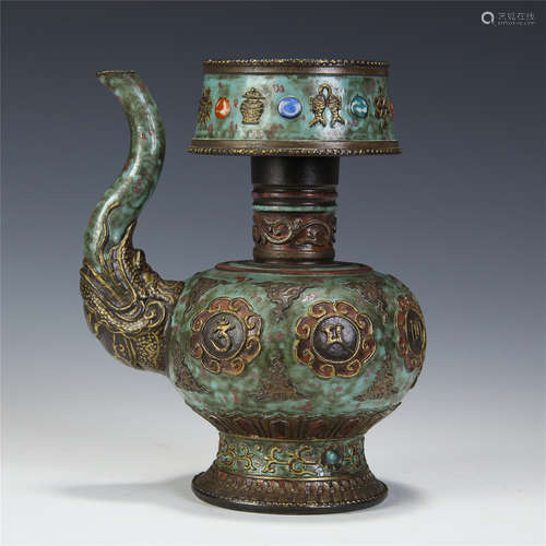 CHINESE PORCELAIN BRONZE-LIKE GLAZE KETTLE