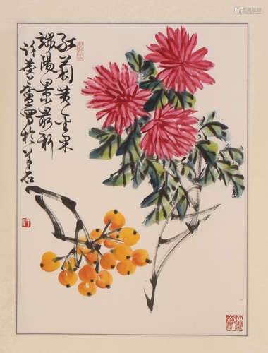 CHINESE SCROLL PAINTING OF FLOWER