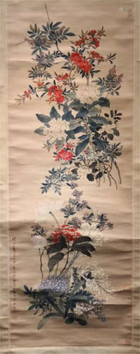 CHINESE SCROLL PAINTING OF FLOWER