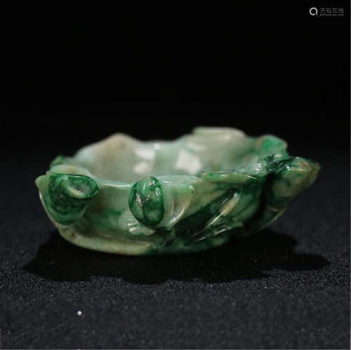 CHINESE JADEITE LOTUS BRUSH WASHER