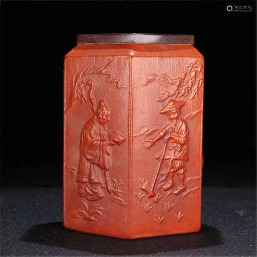 CHINESE MOULDED GOURD HEXAGONAL JAR