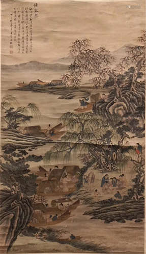 CHINESE SCROLL PAINTING OF MOUNTAIN VIEWS