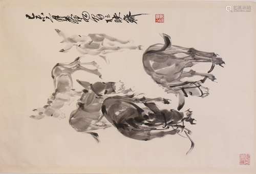 CHINESE SCROLL PAINTING OF DONKEY