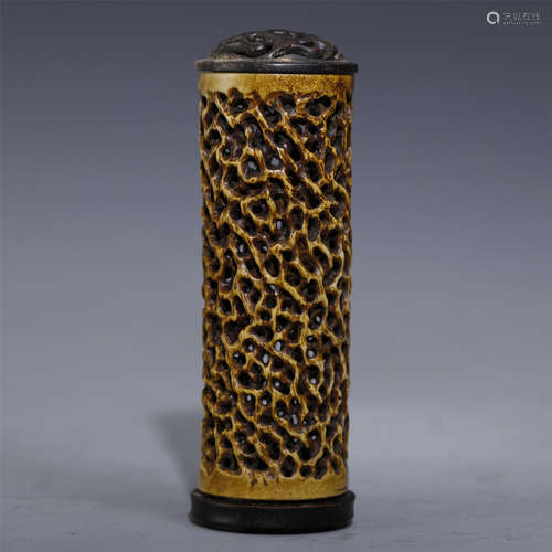 CHINESE DEER BONE CARVED INCENSE CAGE