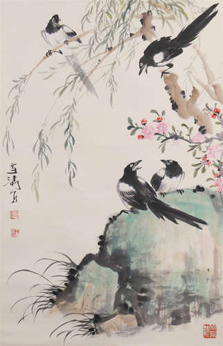 CHINESE SCROLL PAINTING OF BIRD AND FLOWER