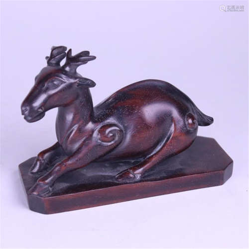 CHINESE HARDWOOD ZITAN DEER TABLE ITEM