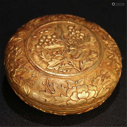 CHINESE GILT BRONZE FLOWER BOX