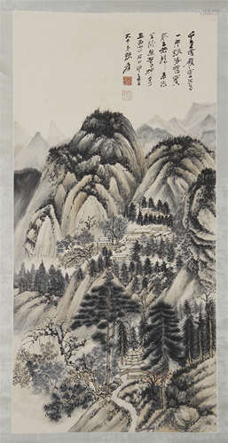 CHINESE SCROLL PAINTING OF MOUNTAIN VIEWS