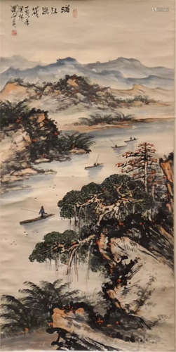 CHINESE SCROLL PAINTING OF MOUNTAIN VIEWS