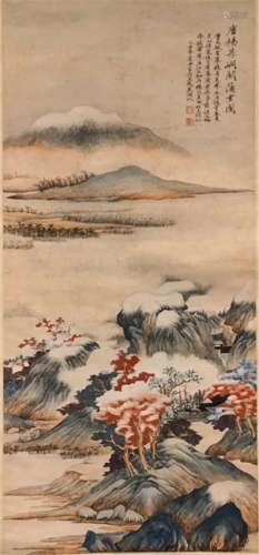 CHINESE SCROLL PAINTING OF MOUNTAIN VIEWS