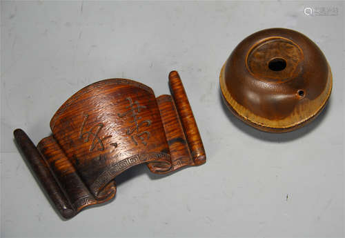 CHINESE BAMBOO WATER DROPPER AND PAPER WEIGHT