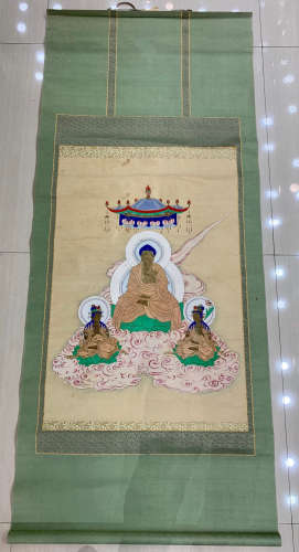 A VERTICAL PAINTING OF THREE SAGES