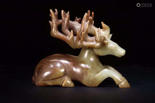 A DEER SHAPE OLD JADE ORNAMENT